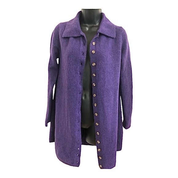 Zara purple knit fuzzy button down long cardigan jacket size medium brand new - Picture 14 of 16